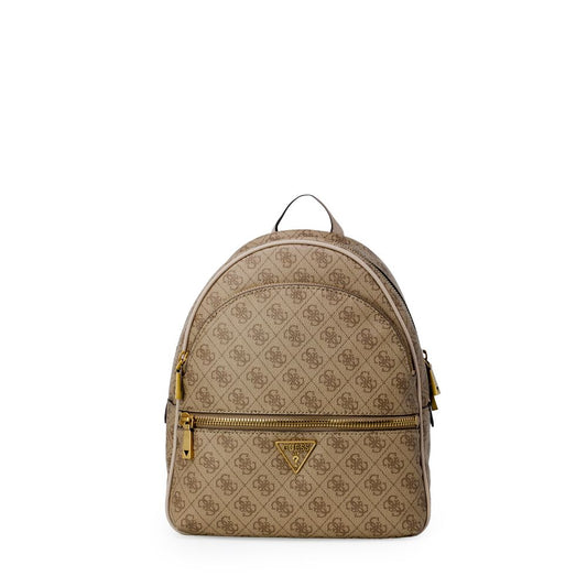 Alt Tag: Guess Brown Polyethylene Backpack with spacious compartment and stylish design for modern women.