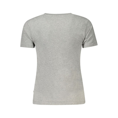 Guess Jeans Gray Cotton Women Top, back view illustrating the stylish design and quality cotton blend fabric.