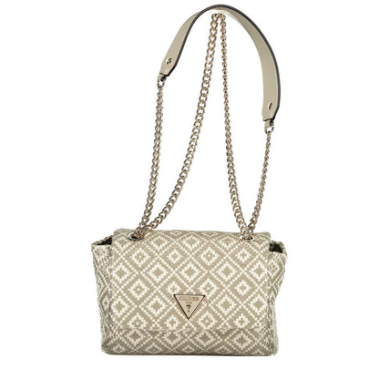 Alt Tag: Guess Jeans Gray Polyethylene Handbag with chain shoulder strap, snap closure, and protective feet.