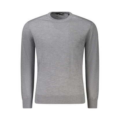 Guess Jeans Gray Wool Sweater, long-sleeved tee with crew neck and logo.