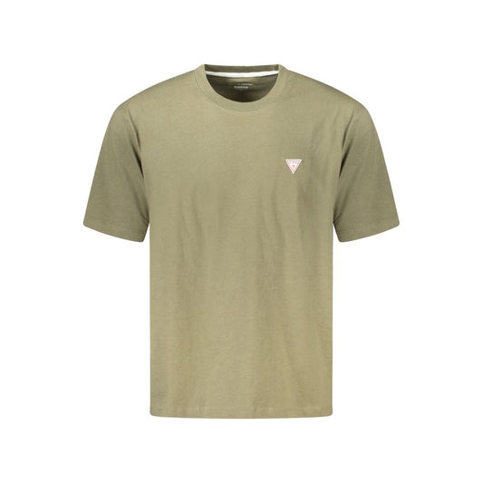 Guess Jeans Green Cotton T-Shirt, oversized short sleeve with crew neck and logo application, made from organic cotton.
