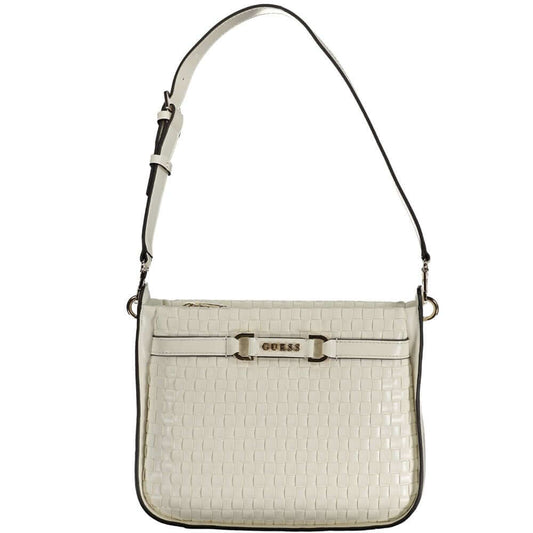 Guess Jeans White Polyethylene Handbag with adjustable handle, internal pocket, phone spaces, contrasting details, and logo.
