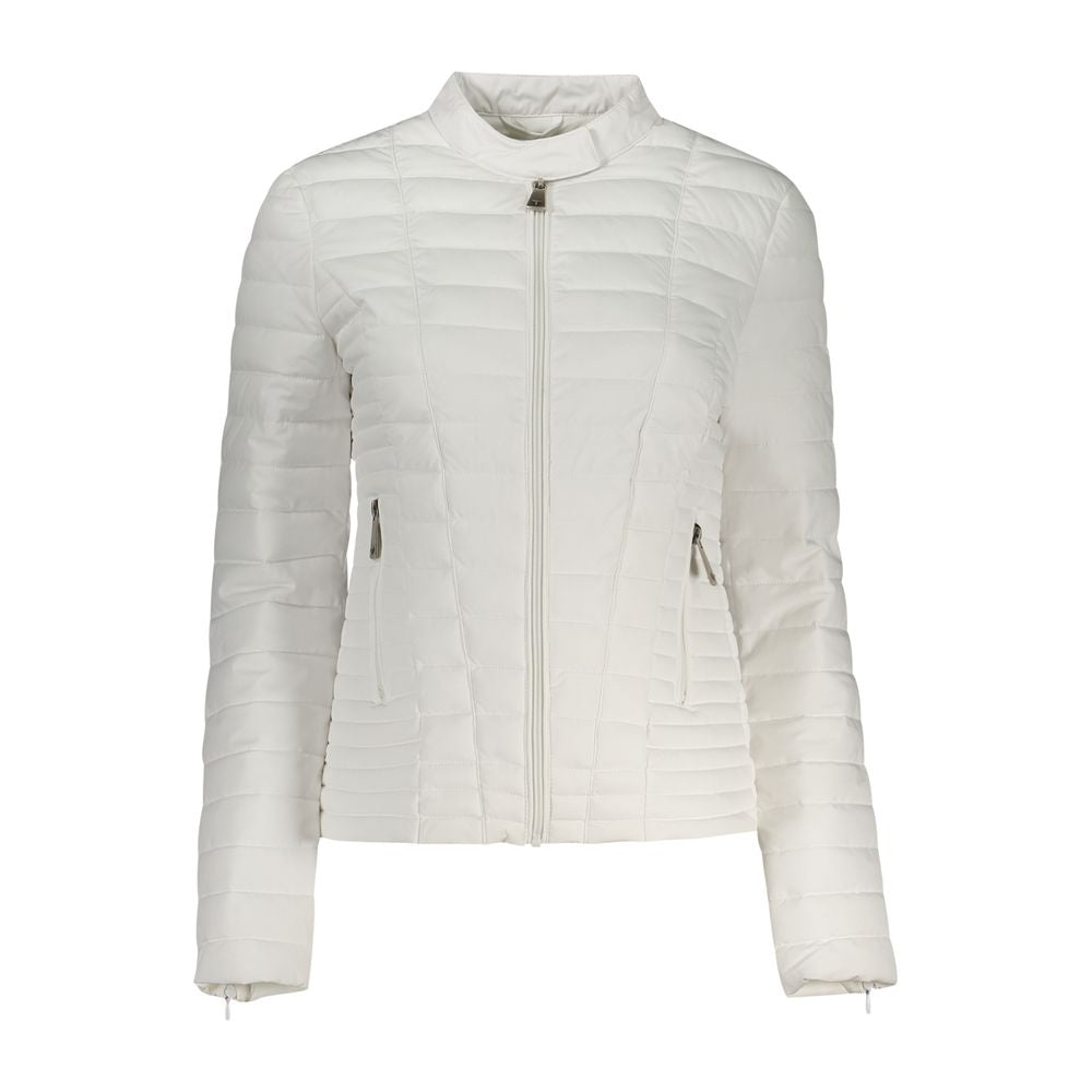 Guess Jeans White Polyethylene Jackets & Coat, long sleeve, zip closure, contrasting details, two external pockets