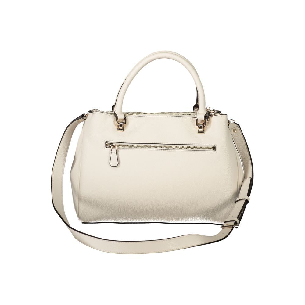 Guess Jeans White Polyethylene Women Handbag with twin handles and detachable shoulder strap