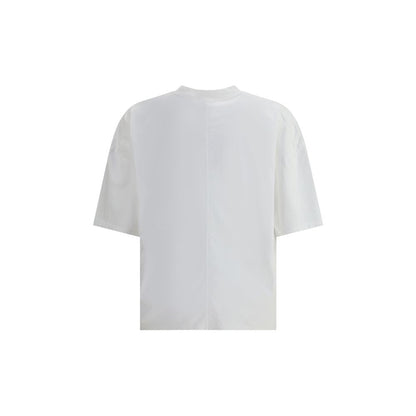 Back view of Haikure White Cotton T-Shirt with relaxed fit and ribbed crew neck, showcasing minimalist design and urban style.