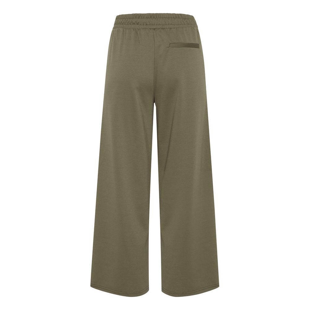 ICHI Green Recycled Polyester Flared Pants