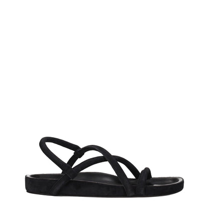 Isabel Marant Black Leather Flat Sandals with aged and vintage effect, open toe, suede material, and low flat heel. MPN: SD0004HAA1B08N01BK.