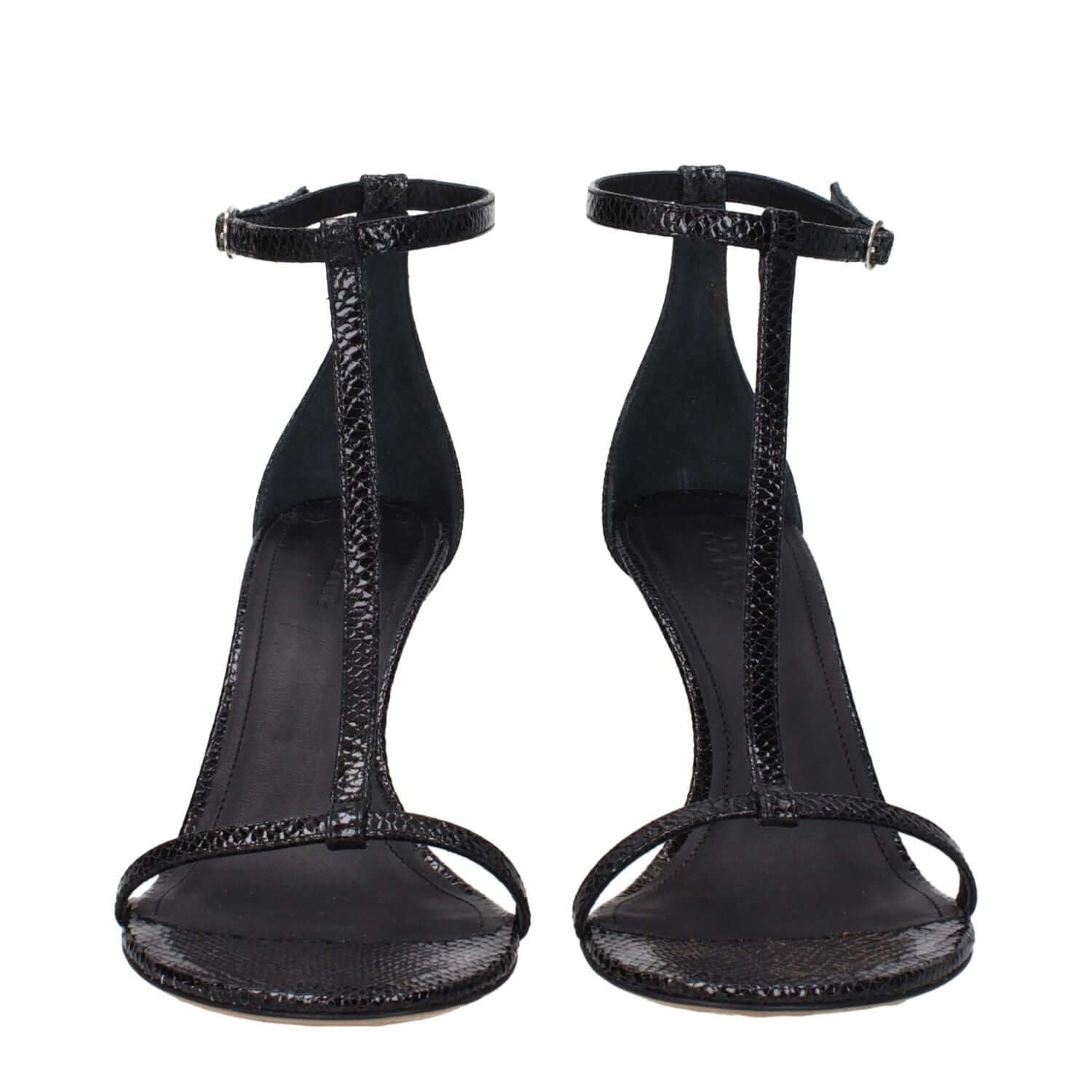 Isabel Marant Black Leather Stiletto Heel Sandals