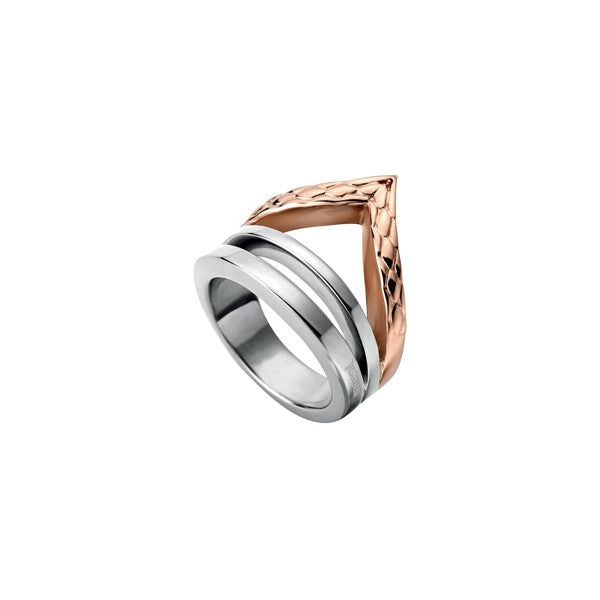 JUST CAVALLI JEWELS JEWELRY Mod. JCRG00110408 modern silver and rose gold ring design