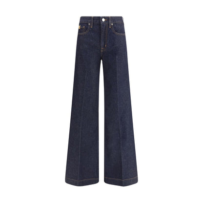 Jacob Cohen Wide leg Jeans in dark wash with high waist and five-pocket design, showcasing a contemporary and sophisticated style.