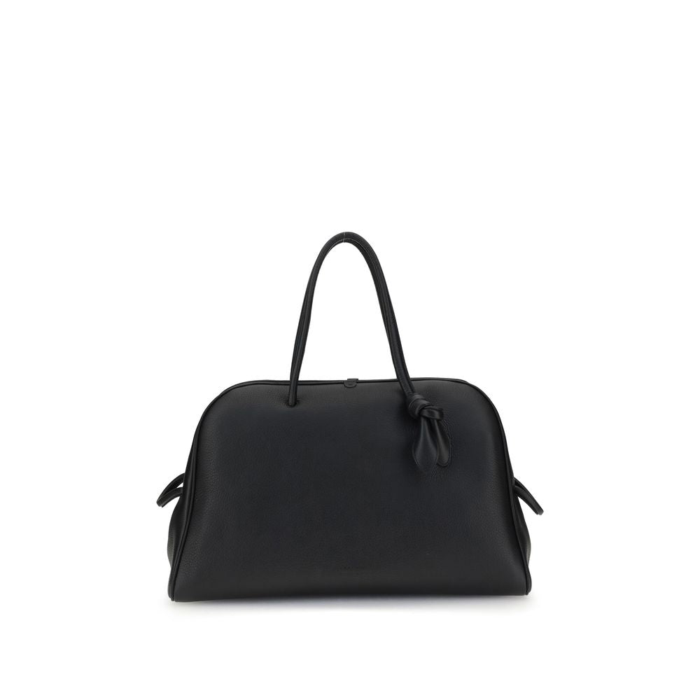 Jacquemus Black Calf Leather Bos Taurus Handbag with bow detail and structured design