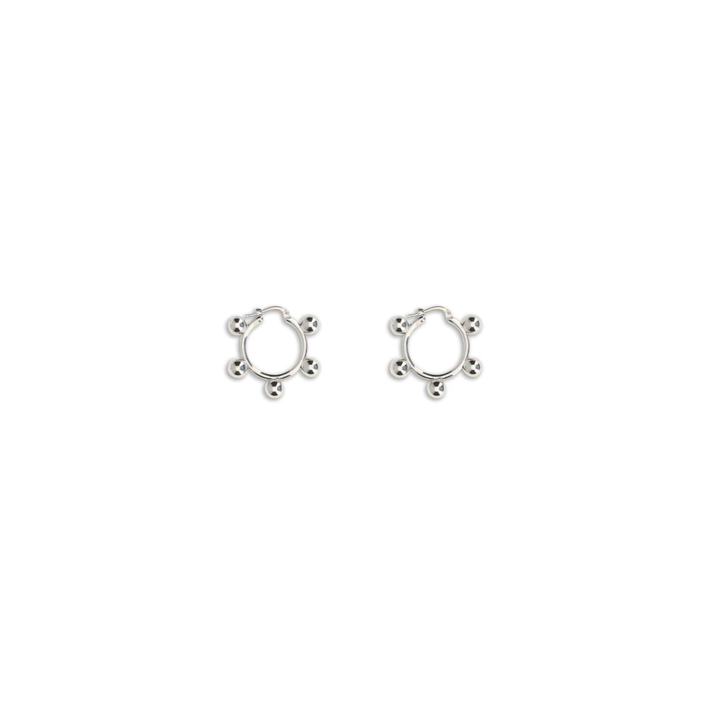 Jil Sander Silver Brass Earrings with contemporary hoop design and discreet logo engraving, made from nickel-tested, antioxidant-treated brass.