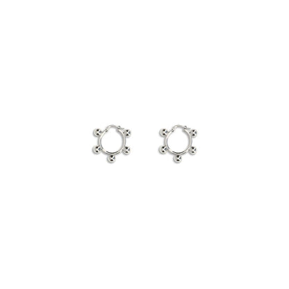 Jil Sander Silver Brass Earrings with contemporary hoop design, engraved logo, nickel-tested, AW25 collection, 100% brass.