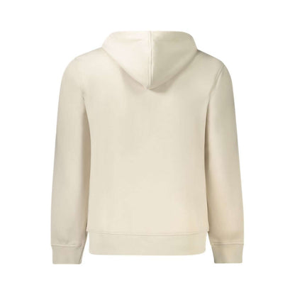 Back view of K-WAY Beige Polyester Men Sweater Hooded, showcasing hood and seamless design in chic beige hue.