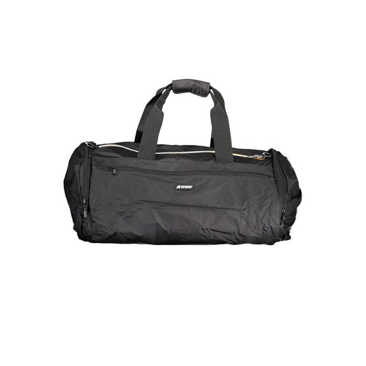 K-WAY Black Polyamide Luggage And Travel bag with shoulder handles and adjustable strap, featuring multiple pockets and zip closure.