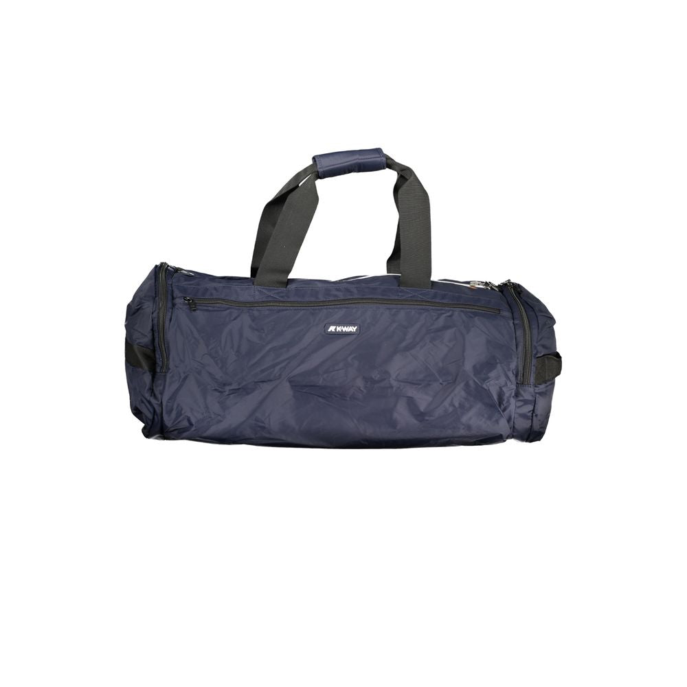 K-WAY Blue Polyamide Luggage And Travel bag with zip closure, adjustable shoulder strap, multiple pockets, and logo.