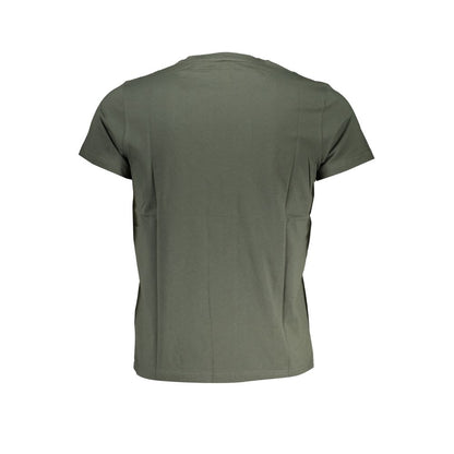 K-WAY Green Cotton T-Shirt, short-sleeved crew neck with logo print.