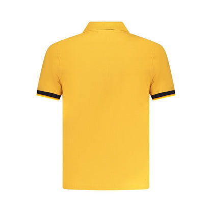 Back view of K-WAY Orange Cotton Polo Shirt with short sleeves, 2 buttons, contrasting details, and logo.