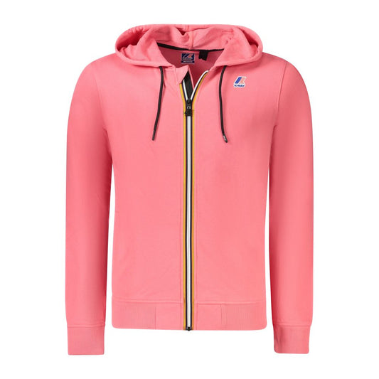 K-WAY Pink Cotton Men Sweater with hood, zip closure, and logo