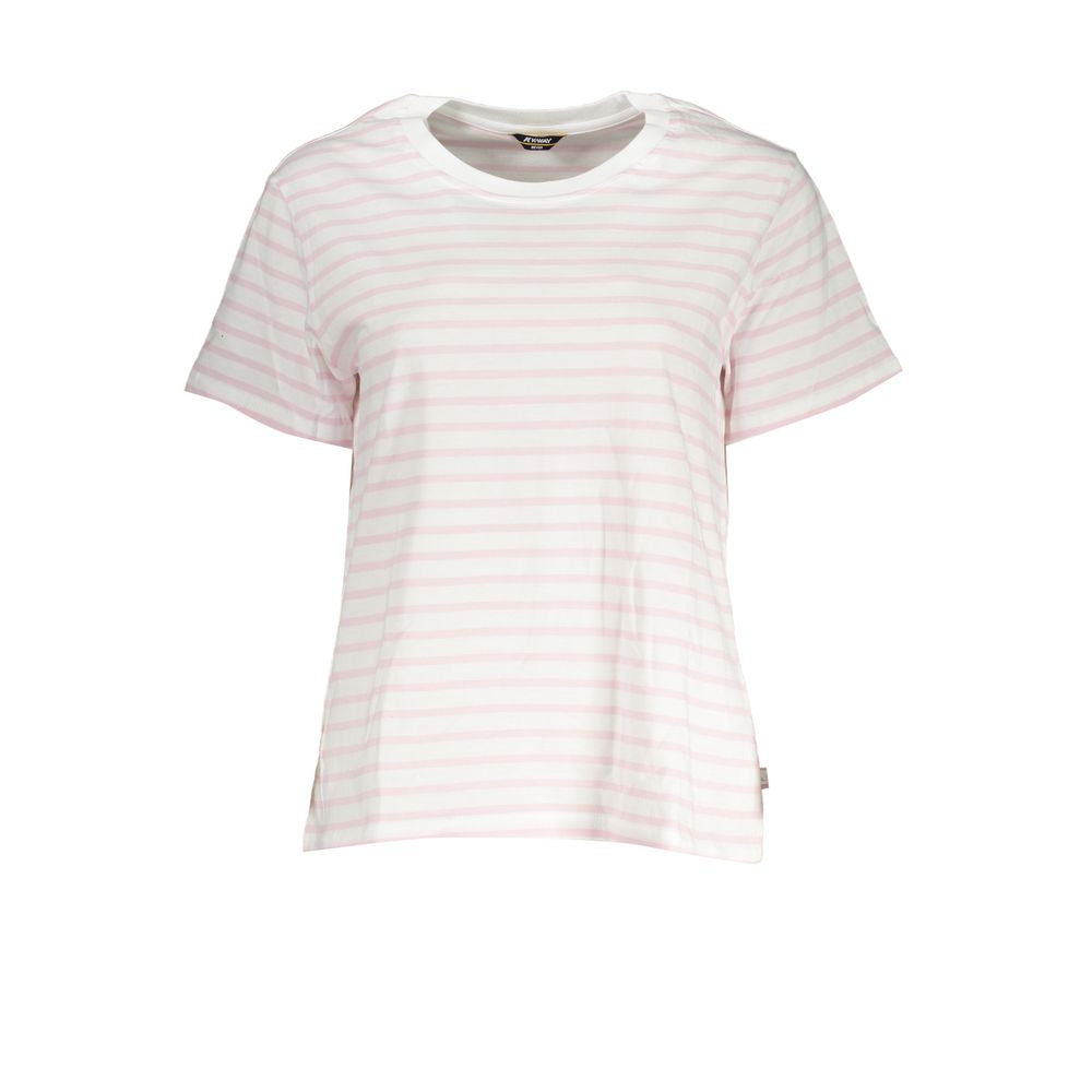 K-WAY White Cotton Women T-Shirt with round neck and contrast details.