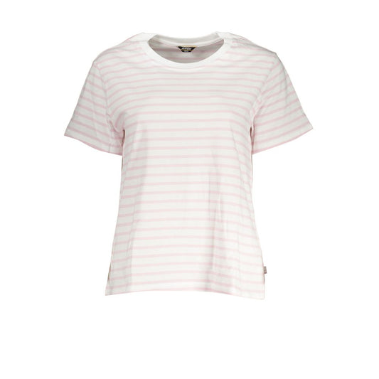 K-WAY White Cotton Women T-Shirt with round neck and contrast details.