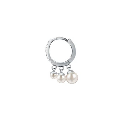 LA PETITE STORY JEWELRY Mod. LPS02AQM25 featuring a silver hoop with three pearl charms.