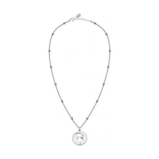 LA PETITE STORY JEWELRY Mod. LPS10AQL01 - silver necklace with a circular pendant featuring an engraved design.