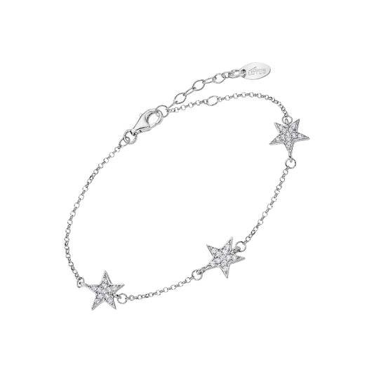 LOTUS JEWELS JEWELRY Mod. LP1989-1/1 silver star bracelet with adjustable clasp on a white background.