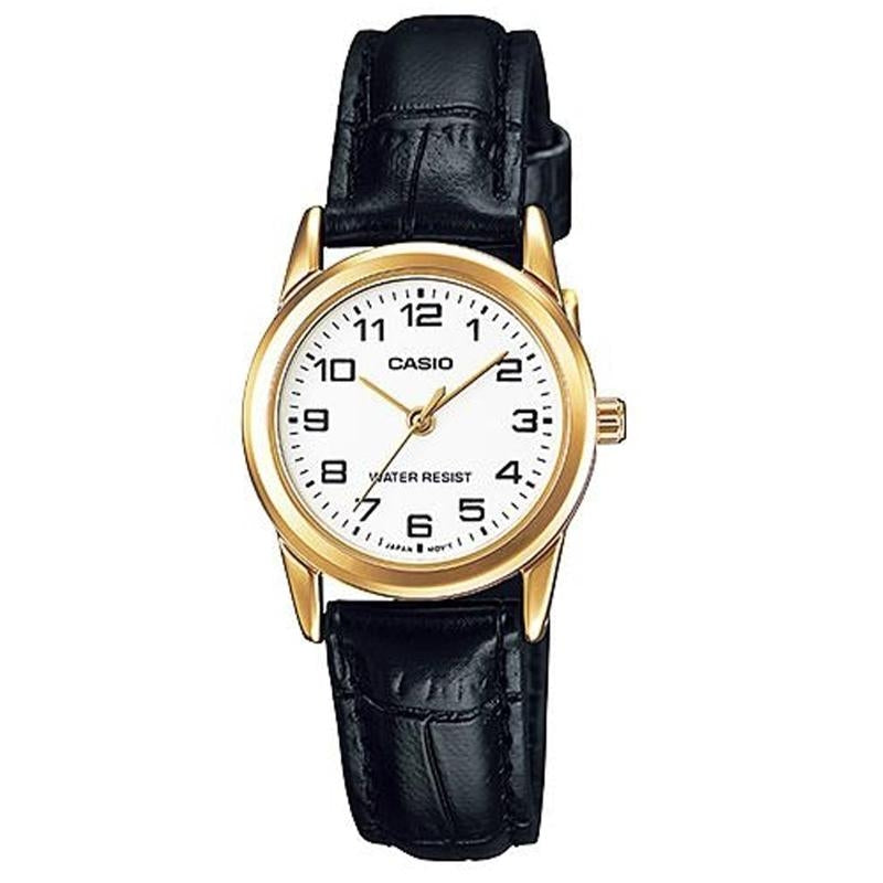 CASIO COLLECTION Mod. LADY 3H GOLD, LEATHER - WHITE-0