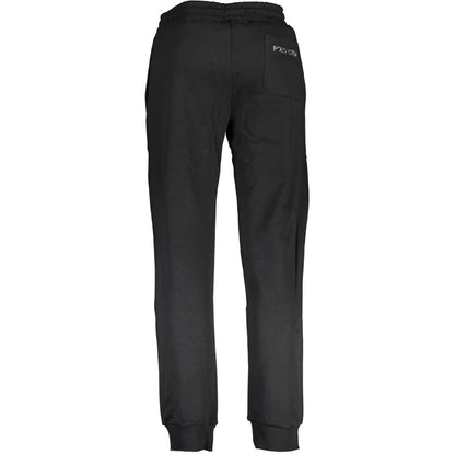 La Martina Black Cotton Pant with elastic waist and ankle, featuring 2 pockets, 1 back pocket, and logo embroidery.