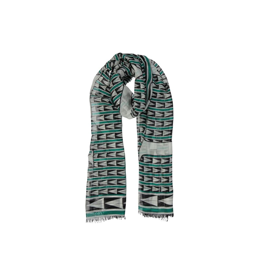 Lanvin Green Wool Scarf with fringe finish and contrast logo detail, 200 cm long, ideal for women. Made in Italy, 100% wool.