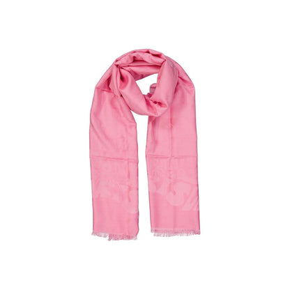 Lanvin Multicolor Silk Scarf with fringe finish, 63% silk 37% wool, pink color, 70x180 cm, women's accessory, made in Italy.