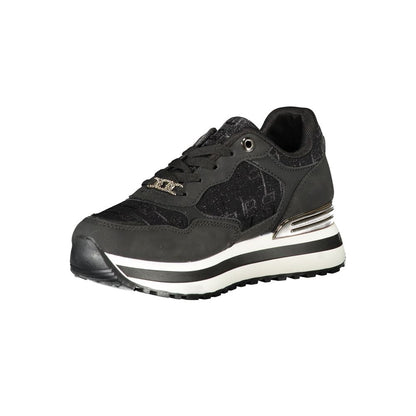 Laura Biagiotti Black Polyester Women Sneaker with 3 cm platform and contrasting details