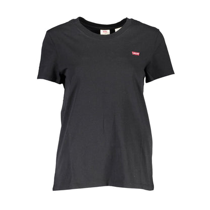 Levi's Black Cotton Women T-Shirt with iconic logo, round neck, short sleeves. Elevate your style with this chic and timeless tee.
