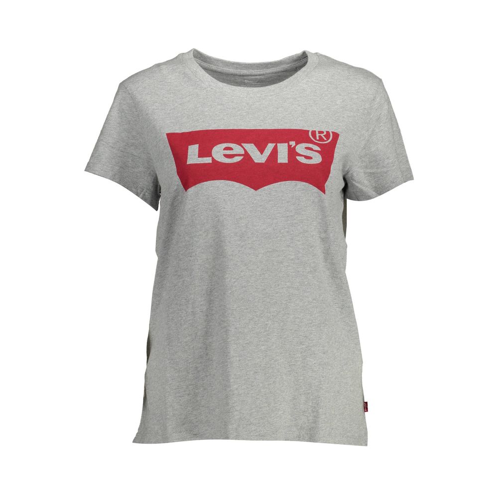 Levi's Brown Cotton Women T-Shirt with classic round neck, short sleeves, and signature logo print, perfect for stylish casual wear.