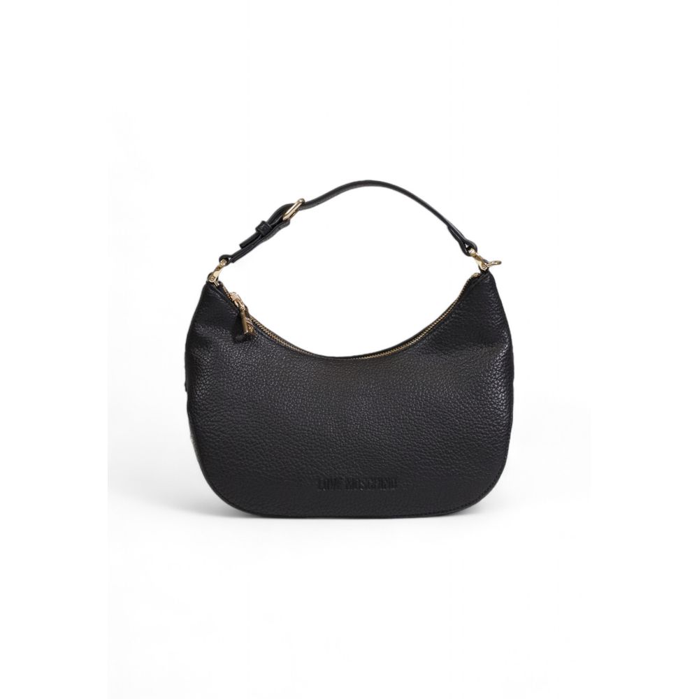 Love Moschino Bicolor Polyethylene Handbag in black for women, spring/summer collection, made of 100% polyurethane.