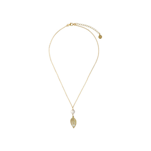 MAJORICA JEWELRY Mod. 16630.01.1.000.010.1 necklace with gold chain and leaf pendant