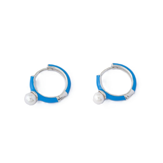 MAJORICA JEWELRY Mod. 17350.01.2.E00.000.1 stylish hoop earrings with pearls and blue accents