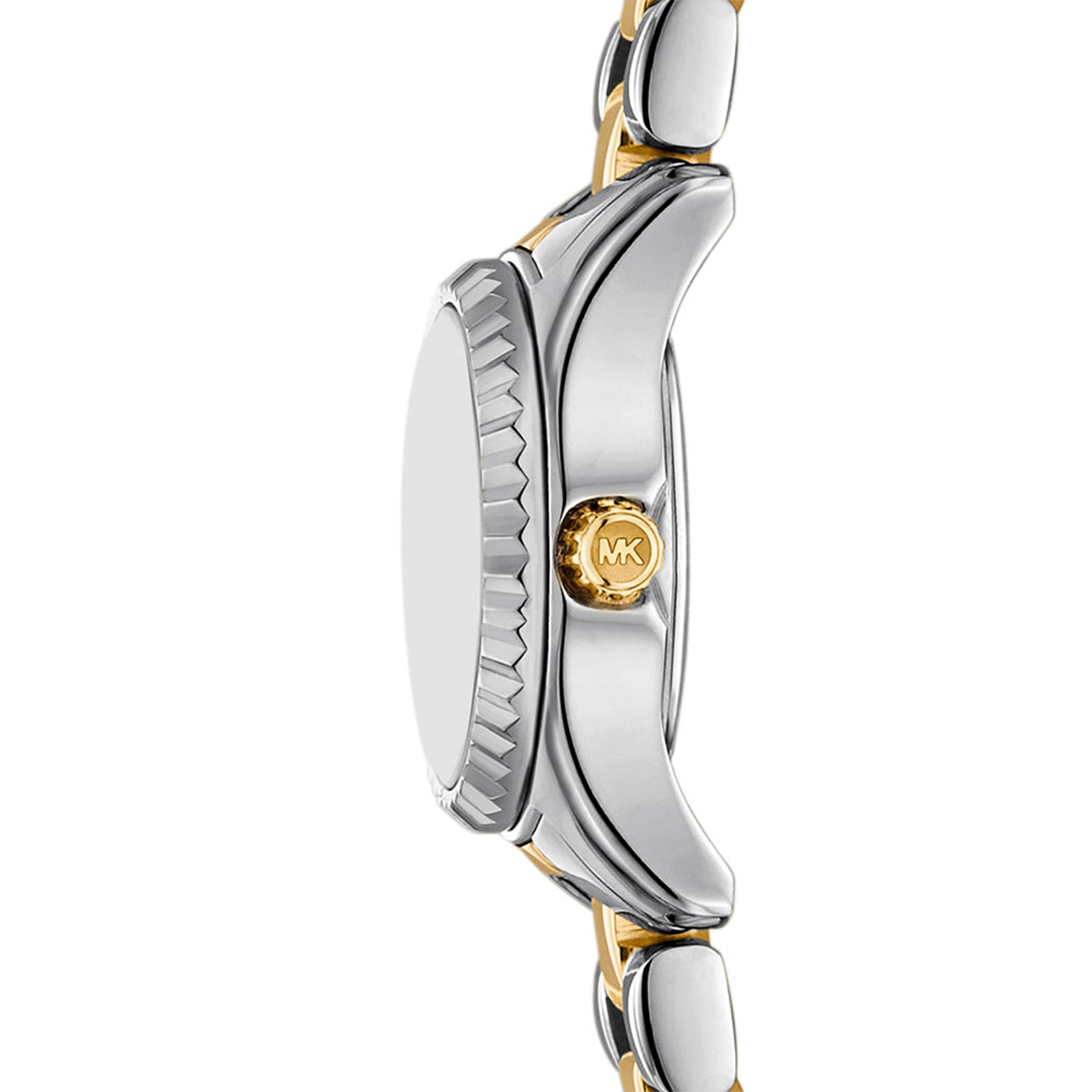 MICHAEL KORS Mod. MIRCO LEXINGTON side view, featuring sleek stainless steel and gold-tone details.