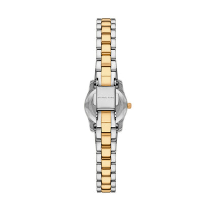 Back view of MICHAEL KORS Mod. MIRCO LEXINGTON watch with two-tone strap