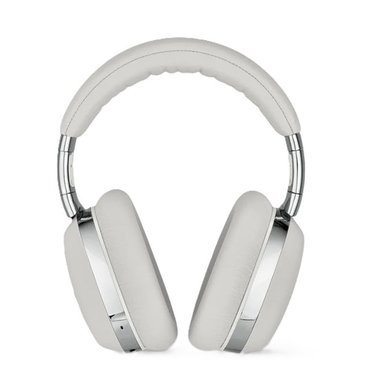 MONTBLANC LEATHER Mod. MB-01 unisex smart headphones made of leather, shown with official packaging box.