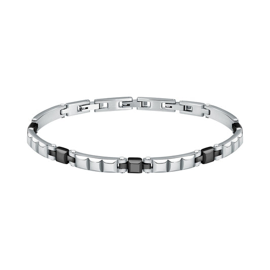 Elegant gent's bracelet MORELLATO MOD. SALS78 with silver links and black accents for men's fashion.