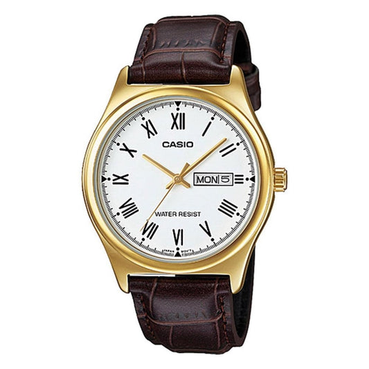 CASIO COLLECTION Mod. DAY DATE ROMAN INDEXES, LEATHER - GOLD-0