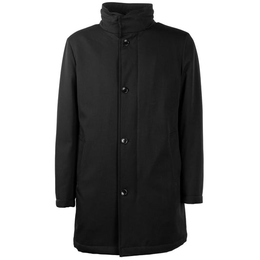 Made in Italy Black Wool Men Jacket with Loro Piana Virgin wool, dual pockets, and GREEN STORM SYSTEM technology.