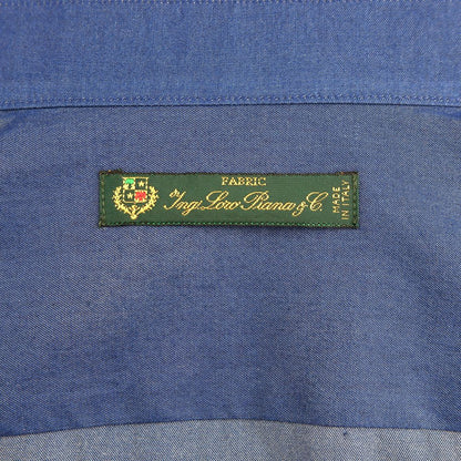 Label on Made in Italy Blue Cotton Men's Shirt by Loro Piana, showcasing quality craftsmanship and elegant design.