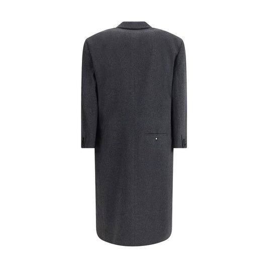 Back view of Magliano Double-breasted Coat Lungomare with classic notch collar, straight hem, and flap pockets.