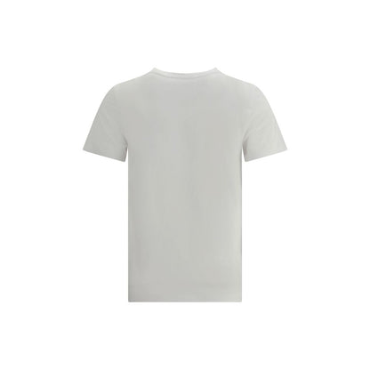 Back view of Maison Kitsuné White Cotton T-Shirt with iconic embroidered fox patch, ribbed crew neck, perfect for casual looks.