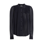 Marant Etoile Noeline Shirt with elasticated ruffles, button closure, and a semi-transparent design for a romantic and contemporary look