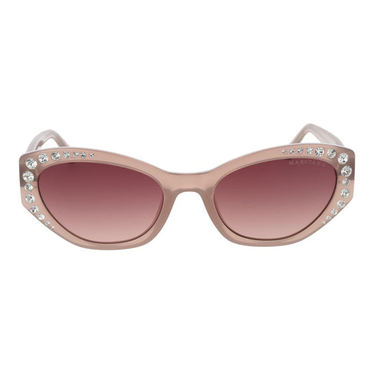 Marciano by Guess Beige Women Sunglass with oval full-rim beige frame and pink gradient lenses, 100% UV protection, style statement.