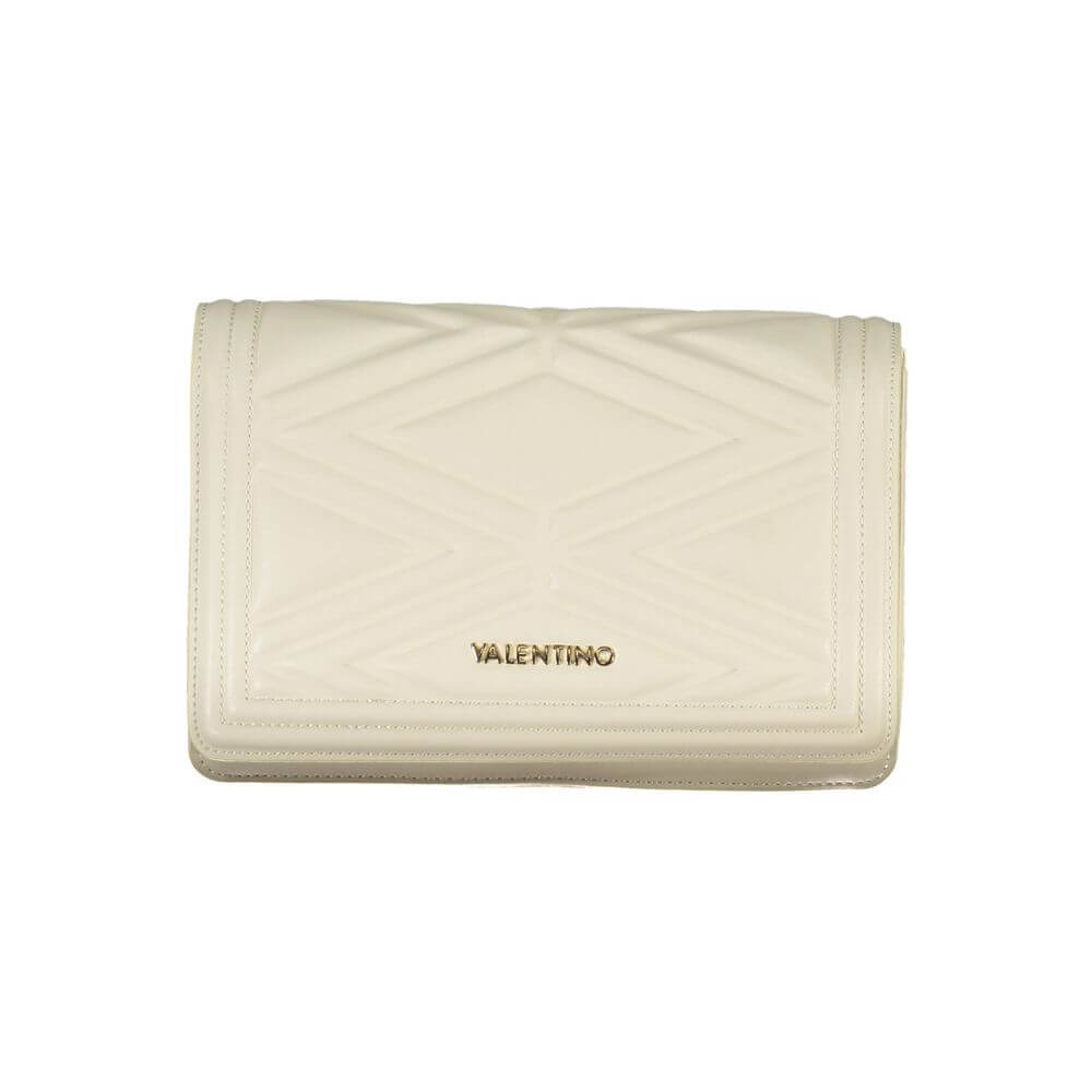 Mario Valentino Beige Polyethylene Handbag with logo, quilted design, and snap closure